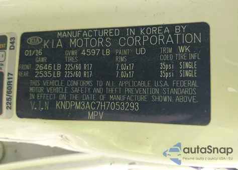 2017 Kia Sportage Lx из США, поврежденный, VIN KNDPM3AC7H7053293